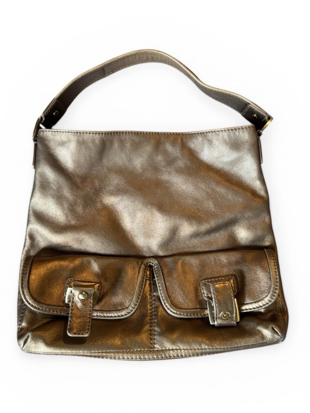 MICHAEL Michael Kors Ranger Leather Satchel Bronze Metallic 2 Pocket Hobo Bag